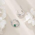 wholesale 925 Sterling Silver Cat Clover Hoop Earrings - Adorable Lucky Charm Gift for Her-0-5