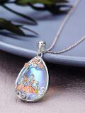 wholesale 925 Sterling Silver Teardrop Blue Moonstone Family Pendant Necklaces for Mom and Kids Gift Set-0-3