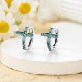 wholesale 925 Sterling Silver Turquoise Stone Cross Stud Earrings for Women and Grandmas-0-1