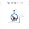 wholesale 925 Sterling Silver Blue Fire Opal Howling Wolf Pendant Necklace Gifts for Men & Women 18 + Extender Chain-0-3