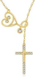 wholesale 14K Gold Cross & Heart Pendant Necklace for Nurses-0-0