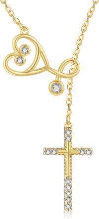wholesale 14K Gold Cross & Heart Pendant Necklace for Nurses-Nurse Stethoscope Necklace