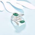 wholesale Sterling Silver Leaf Ring with Birthstone Adjustable Wrap Promise Engagement Wedding Rings for Women-0-52