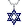 wholesale 925 Sterling Silver Blue Enamel Star of David Pendant Necklace  for Men & Women-0-0