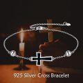 wholesale 925 Sterling Silver Cross Baseball Bead Adjustable Charm Bracelet Gift for Mom-0-2