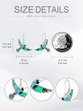 wholesale 925 Sterling Silver Abalone Hummingbird Leverback Earrings - 3 Flight Postures, 16x20mm, Gift for Women-0-4
