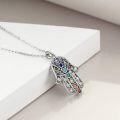 wholesale 925 Sterling Silver Evil Eye Hamsa Hand Pendant with 7 Chakra Stones - Christmas s for Women and Moms-0-5
