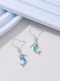 wholesale 925 Sterling Silver Blue Fire Opal Mermaid Dangle Drop Earrings for Women Beach -0-1