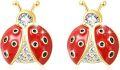 wholesale Gold 925 Sterling Silver Plated CZ Red Enamel Ladybug Stud Earrings for Women-0-0