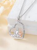 wholesale 925 Sterling Silver Heart Pendant Necklace for Dad & Daughter, Adjustable Chain, Gift for Anniversaries, Mother's Day-0-3