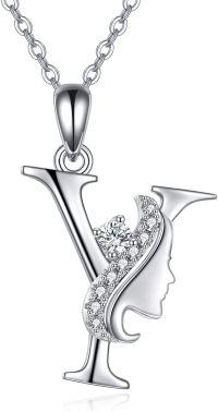 wholesale Sterling Silver Alphabet A Z Initial Letter Pendant Necklace for Women Jewelry Gifts-Y