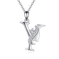 wholesale 925 Sterling Silver Alphabet A Z Initial Letter Pendant Necklace for Women Jewelry Gifts-Y