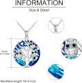 wholesale 925 Sterling Silver Blue Crystal Tree of Life Owl Pendant Necklace Gifts for Women-0-2