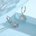 wholesale 925 Sterling Silver Compass Star Hypoallergenic Huggie Hoop Earrings with Cubic Zirconia for Women Girls-0-2