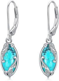 wholesale 925 Sterling Silver Natural Green Turquoise Marquise Leaf Drop Earrings-Marquise-1
