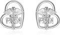 wholesale 925 Sterling Silver Heart-Shaped Caduceus RN Symbol Stud Earrings for Nurses Gifts-0-0