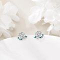 wholesale 925 Sterling Silver Green Enamel Flower Stud Earrings for Women Gifts-0-4