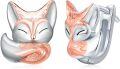 wholesale 925 Sterling Silver Rose Gold Plated Fox Head Stud Earrings for Women Girls-0-0