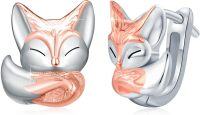 wholesale 925 Sterling Silver Rose Gold Plated Fox Head Stud Earrings for Women Girls-Fox Earrings(Rose Gold 2)