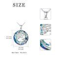 wholesale 925 Sterling Silver Two Tone Hummingbird Blossom Blue Crystal Pendant Necklace-0-4