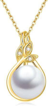 wholesale 14K Gold Leaf Design with Black Tahitian Pearl Pendant Necklace (AAA Quality)-style2：Leaf