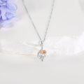 wholesale 925 Sterling Silver Rose Pendant with CZ Stones and Chain - 3D Flower Design Jewelry for Women-0-2