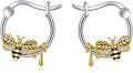 wholesale 925 Sterling Silver Bee Honey Dripping Hoop Earrings - Adorable Gift for Her-0-0