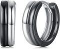 wholesale Titanium Black and White Hoop Earrings for Men - 3 Layers¸¸Ç×½ÚÀñÎï-0-0