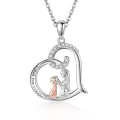 wholesale 925 Sterling Silver Heart-shaped Pendant with Mother and Child Scene - I Love You Forever Necklace-0-0