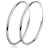 wholesale 925 Sterling Silver Hoop Earrings Polished Round Circle Endless 20 80mm-Diameter 40mm Medium Hoop Earrings