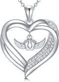 wholesale 925 Sterling Silver Angel Wing Heart Pendant Necklace for Pregnant Women and Mothers of Miscarried Babies-0-0