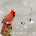 wholesale 925 Sterling Silver Cross with Cardinal Bird Drop Earrings for Women Gifts-0-1