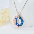 TOUPOP Sterling Silver Blue Crystal Butterfly I Initial Necklace-0-5