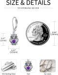 wholesale 925 Sterling Silver Purple Crystal Owl Leverback Earrings - Adorable Animal  for Her-0-2