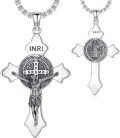 wholesale 925 Sterling Silver Cross St. Benedict Medal Pendant Necklace for Men/Women Catholic s-0-0