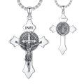 wholesale 925 Sterling Silver Cross St. Benedict Medal Pendant Necklace for Men/Women Catholic s-0-0