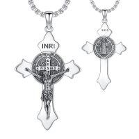 wholesale 925 Sterling Silver Cross St. Benedict Medal Pendant Necklace for Men/Women Catholic s-C-St Benedict Necklace Cross