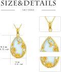 wholesale 14K Gold Opal Pendant Necklace - 18.5x13mm Lucky Stone Gift for Her-0-4