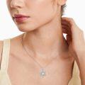 wholesale 925 Sterling Silver Flower Shape Blue Moonstone CZ Pendant Necklace for Women-0-3