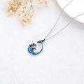 wholesale 925 Sterling Silver Blue Enamel Whale Tail & Ocean Wave Necklace for Women-0-3
