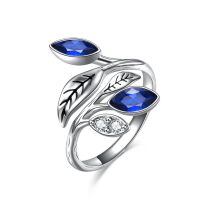 wholesale 925 Sterling Silver CZ Chakra Tree Leaf Adjustable Ring (6 9 ) Holiday Gift-9 - Sapphire Ring