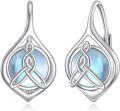 wholesale 925 Sterling Silver Celtic Knot Moonstone Leverback Earrings  for Women-0-0