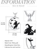 wholesale 925 Sterling Silver Halloween Witch on Broomstick Crescent Moon & Ghosts Pendant Necklace-0-3