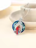 TOUPOP Sterling Silver Crystal Cardinal Necklace Pendant-0-1