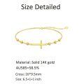 wholesale 14k Gold Cross Charm Bracelet With Beaded Links-0-3