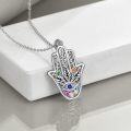 wholesale 925 Sterling Silver Hamsa Hand Necklace 19-23mm for Women, Hand of Fatima Pendant with 18-20 Chain, Gift Ready-0-4