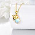 wholesale 925 Sterling Silver Heart-Shaped Moonstone Honeybee Pendant Necklace for Women-0-3