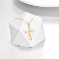 wholesale 14K Yellow Gold Simple Cross Pendant Necklace for Women Girls Mother Wife-0-3