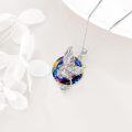 wholesale 925 Sterling Silver Rainbow Crystal Phoenix Pendant Necklace for Women-0-3