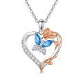 TOUPOP Sterling Silver Rose Heart Butterfly Necklace Gift For Women-0-0